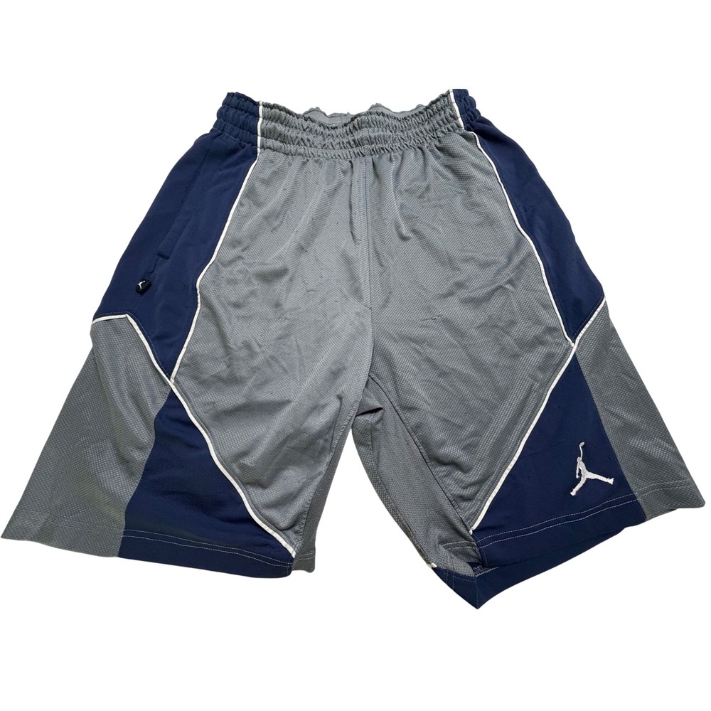 Jordan Mens Dri-FIT Mesh Basketball Shorts Grey Navy Blue Jumpman Size M